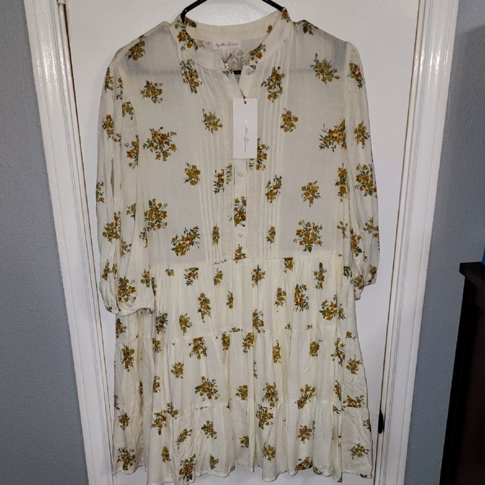 NWT "by the River" Floral Print Dress with Yellow Flowers Sz L